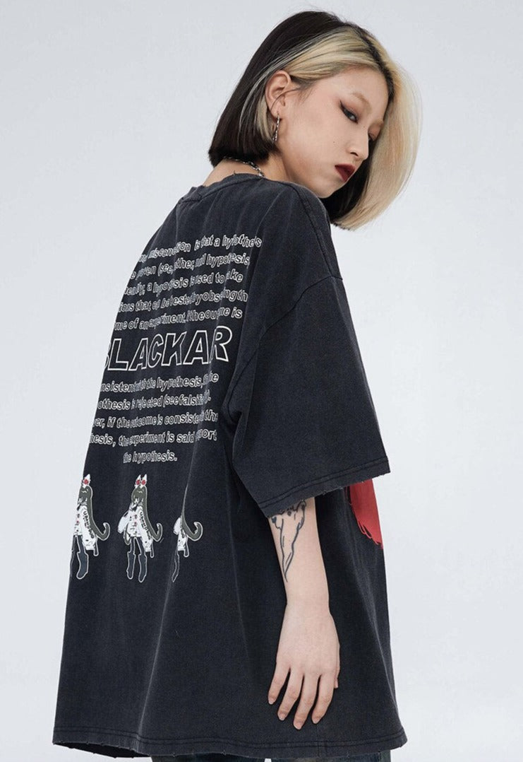 Camiseta con estampado de letras japonesas de Street 66