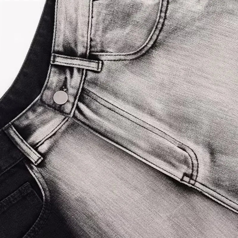 Vaqueros de cintura alta con efecto tie-dye lavados vintage