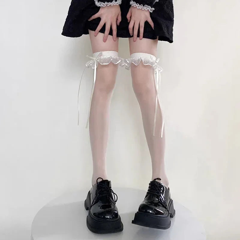 Coquette Thigh-High Lace-Up Fishnet