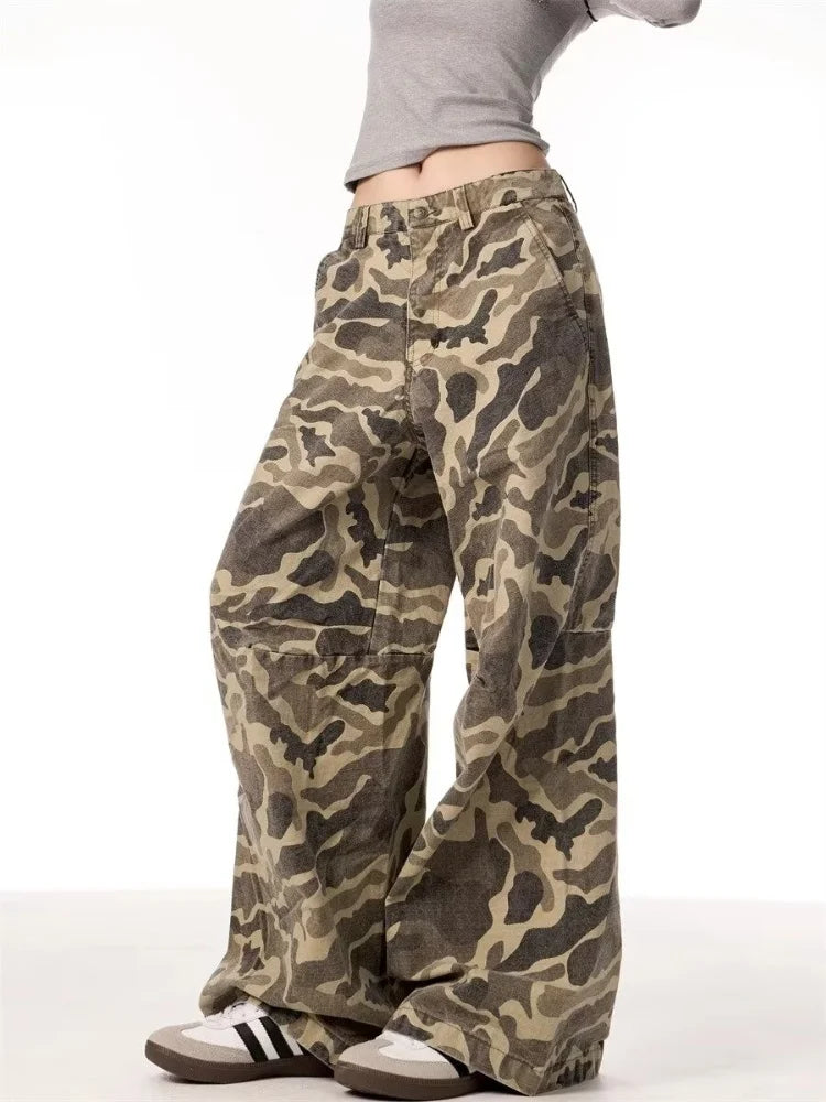 Vintage Camouflage Baggy Wide Leg Jeans