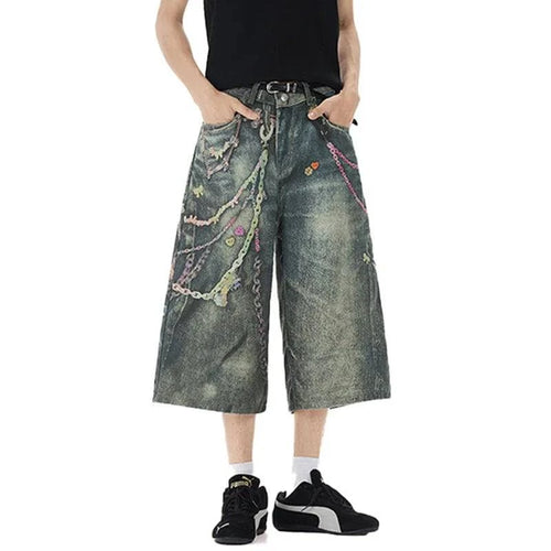 Maßgeschneiderte 3D-gedruckte Kettenmuster-Jorts - Dunkelgrau / XXL