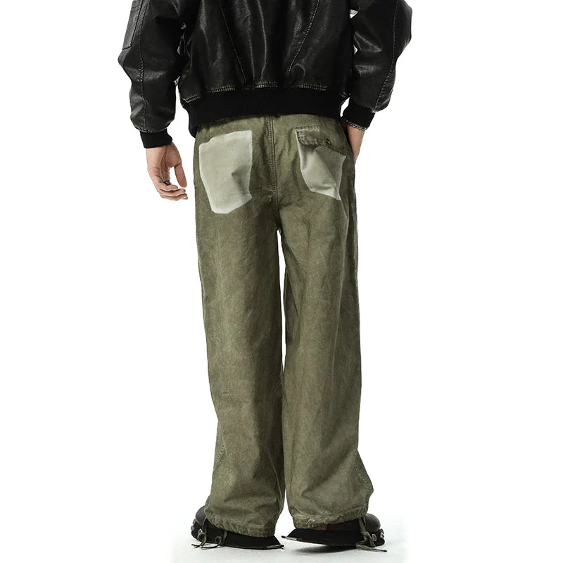 Pantalon cargo en coton délavé vintage