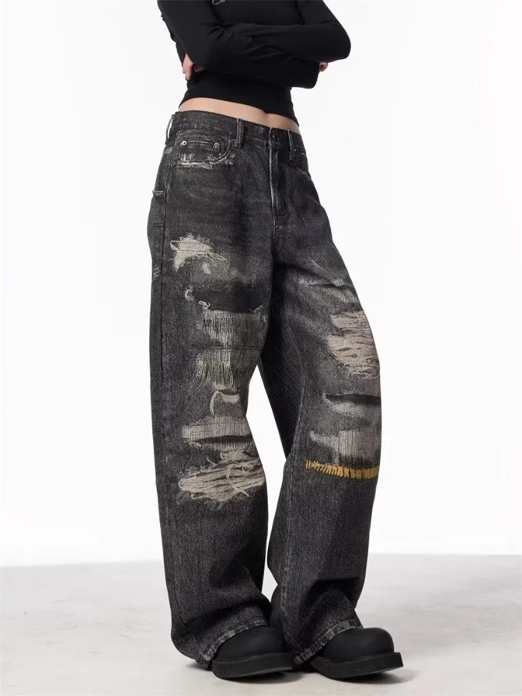 Vintage Streetware Black Ripped Baggy Jeans