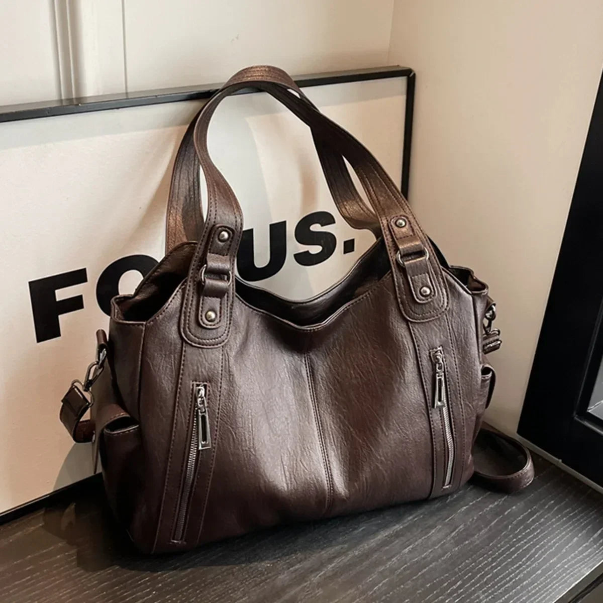 Leather Focus Handbag