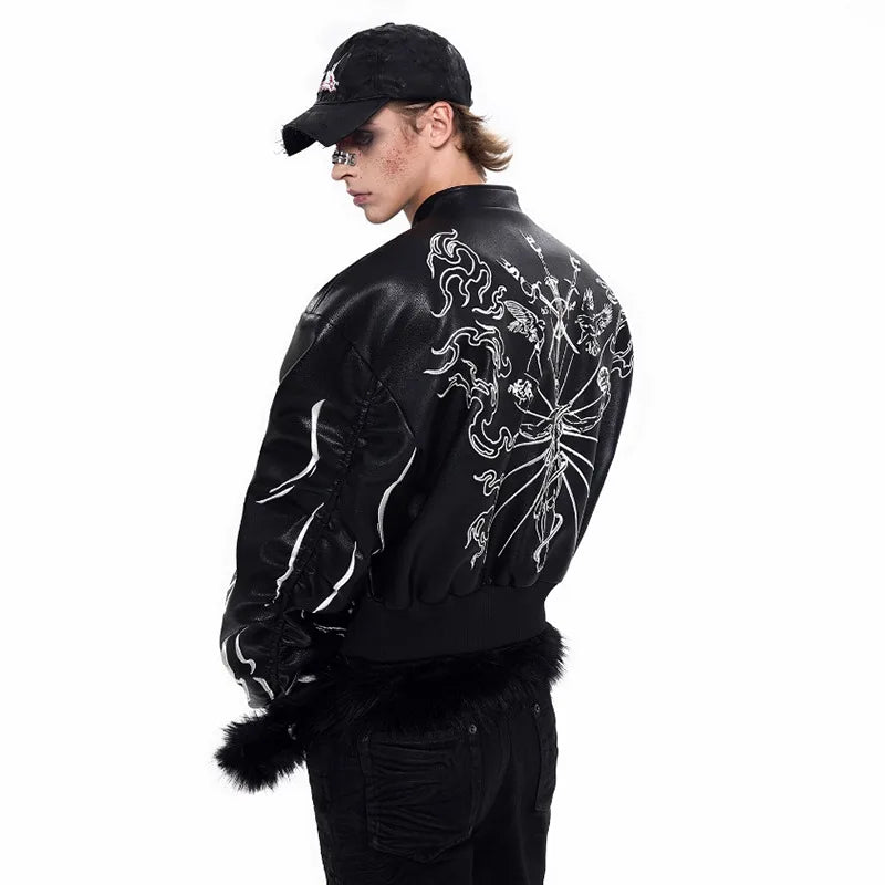 Personalized Pattern Printed Motorcycle Leather Jacket