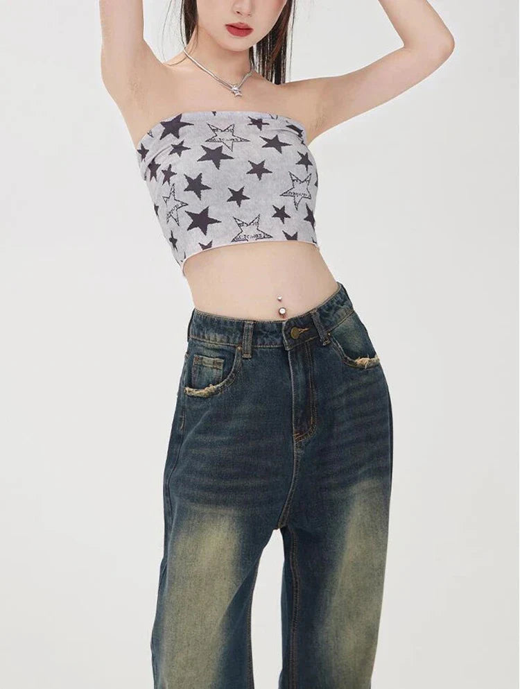 Women Streetware High Waist Wide Leg Jeans