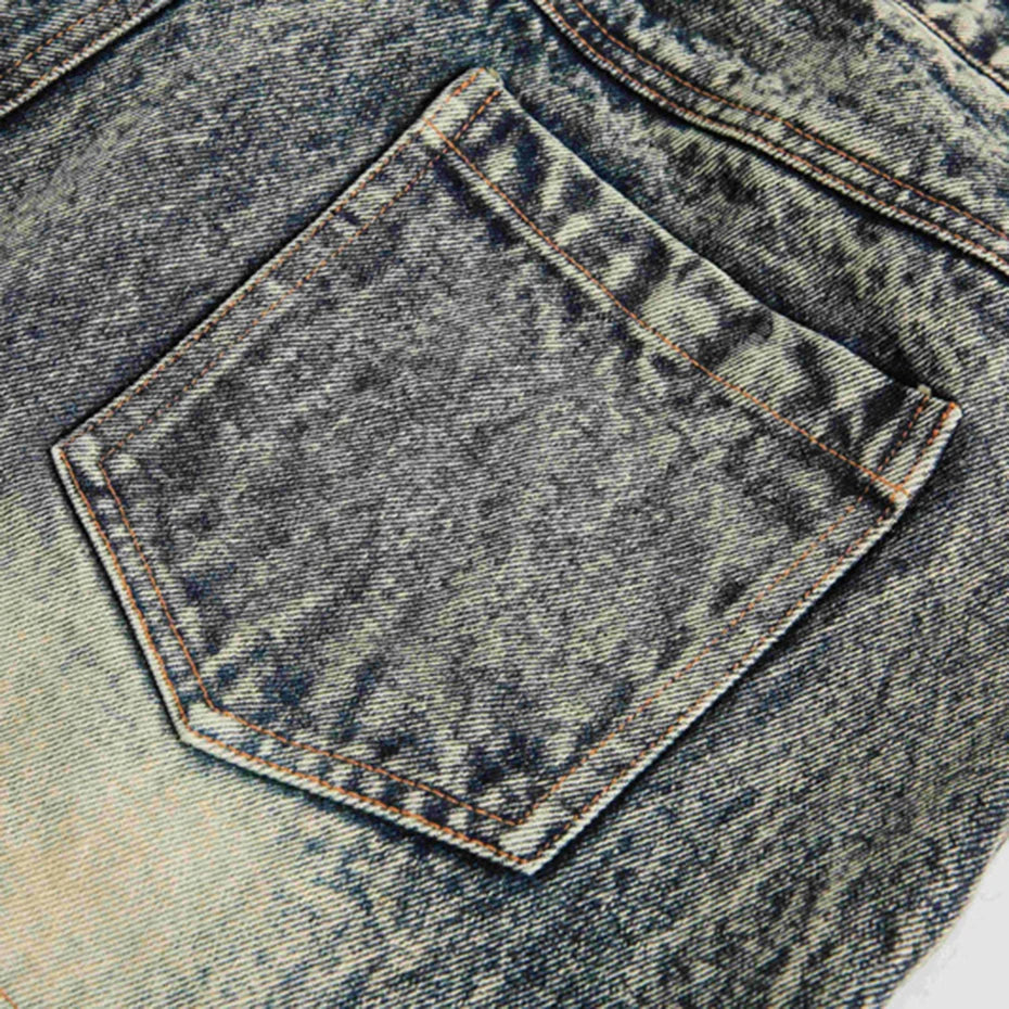 Vintage Camouflage Patchwork Denim Shorts Jeans