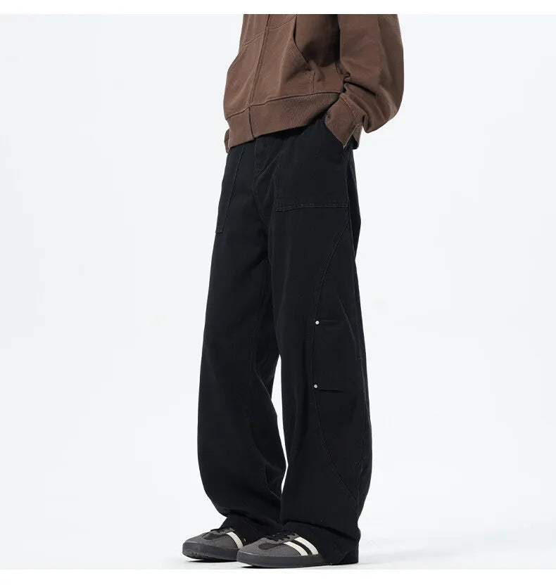 Personality Patchwork Baggy Straight Jeans
