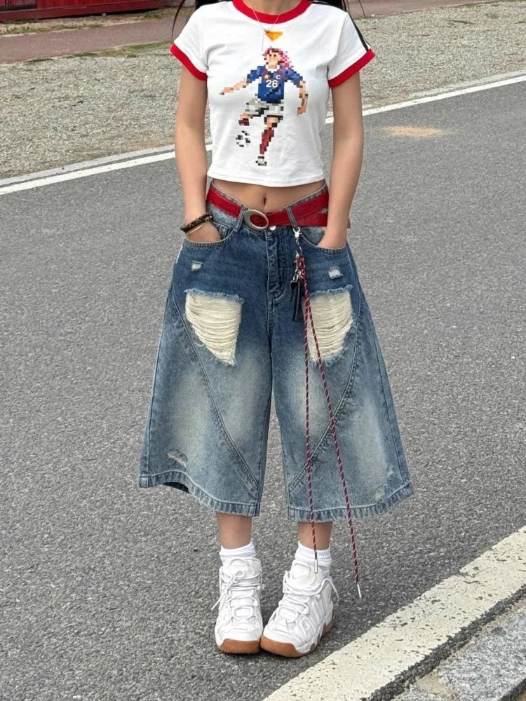 Jean vintage taille haute déchiré