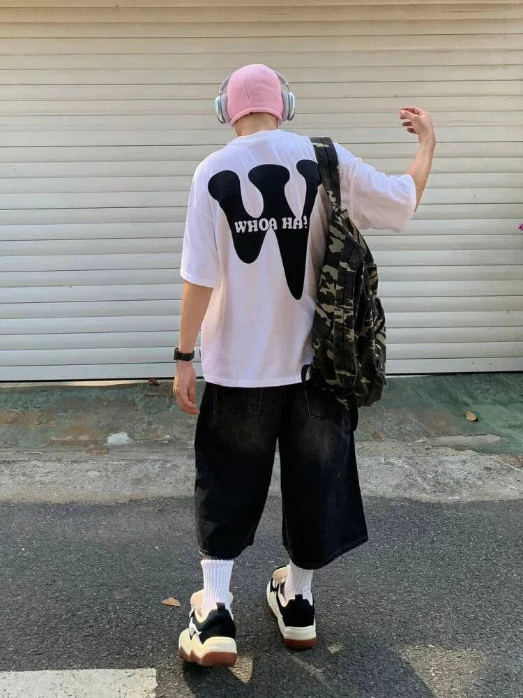 Wide-Leg Black Denim Jorts