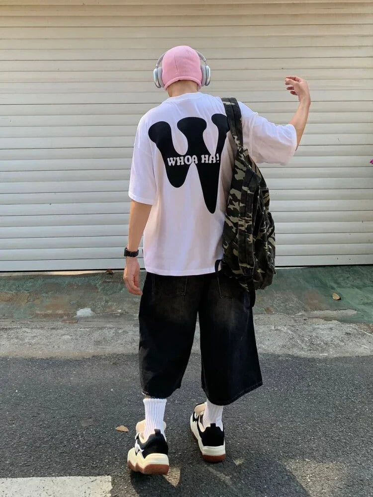 Black Baggy Denim Jorts