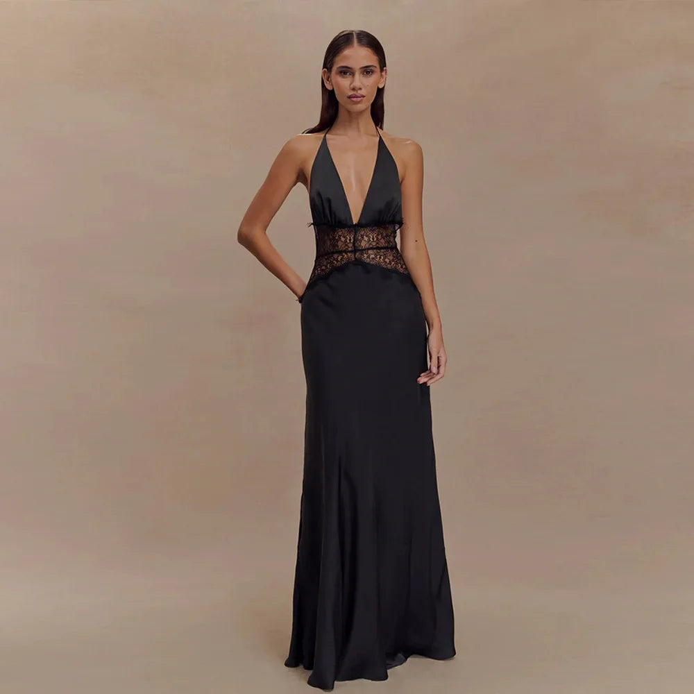Backless Halter Maxi Dress
