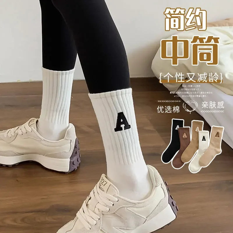 Cozy Kawaii Letter School Socks Autumn Winter