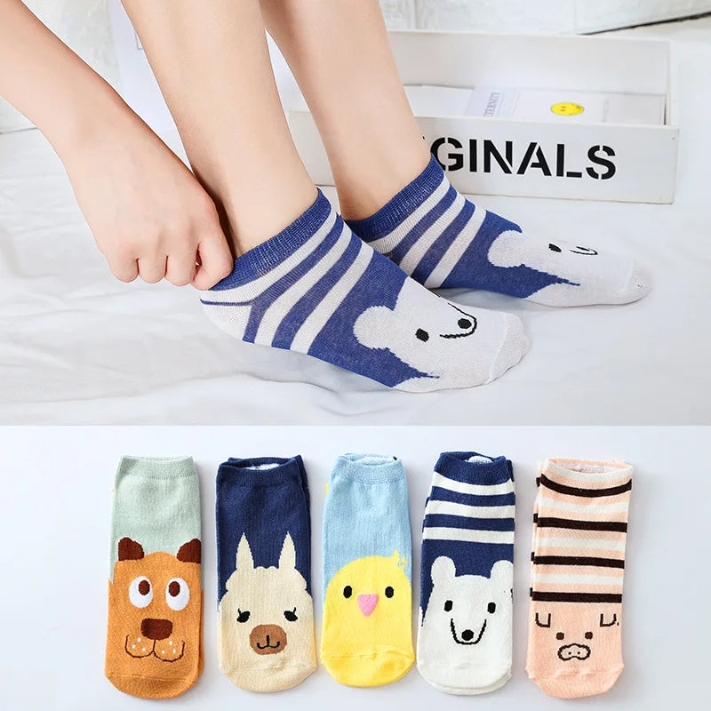 Cute Animal Print Womens Ankle School Socks