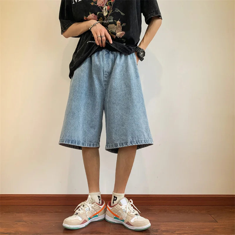 Koreaanse retro baggy denim shorts jeans