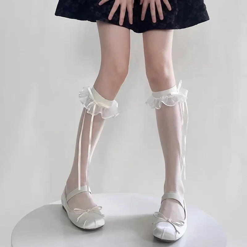 Coquette Thigh-High Lace-Up Fishnet