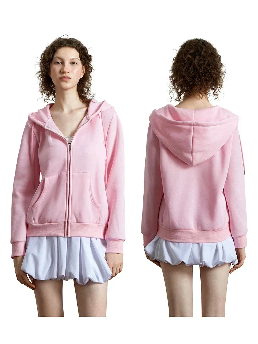 Women Pink Bow Print Long Sleeve Sweatshirt