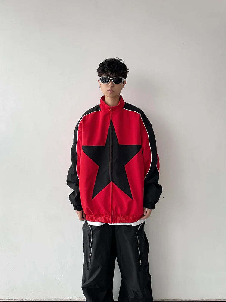 Retro Patchwork Star Varsity Jacket