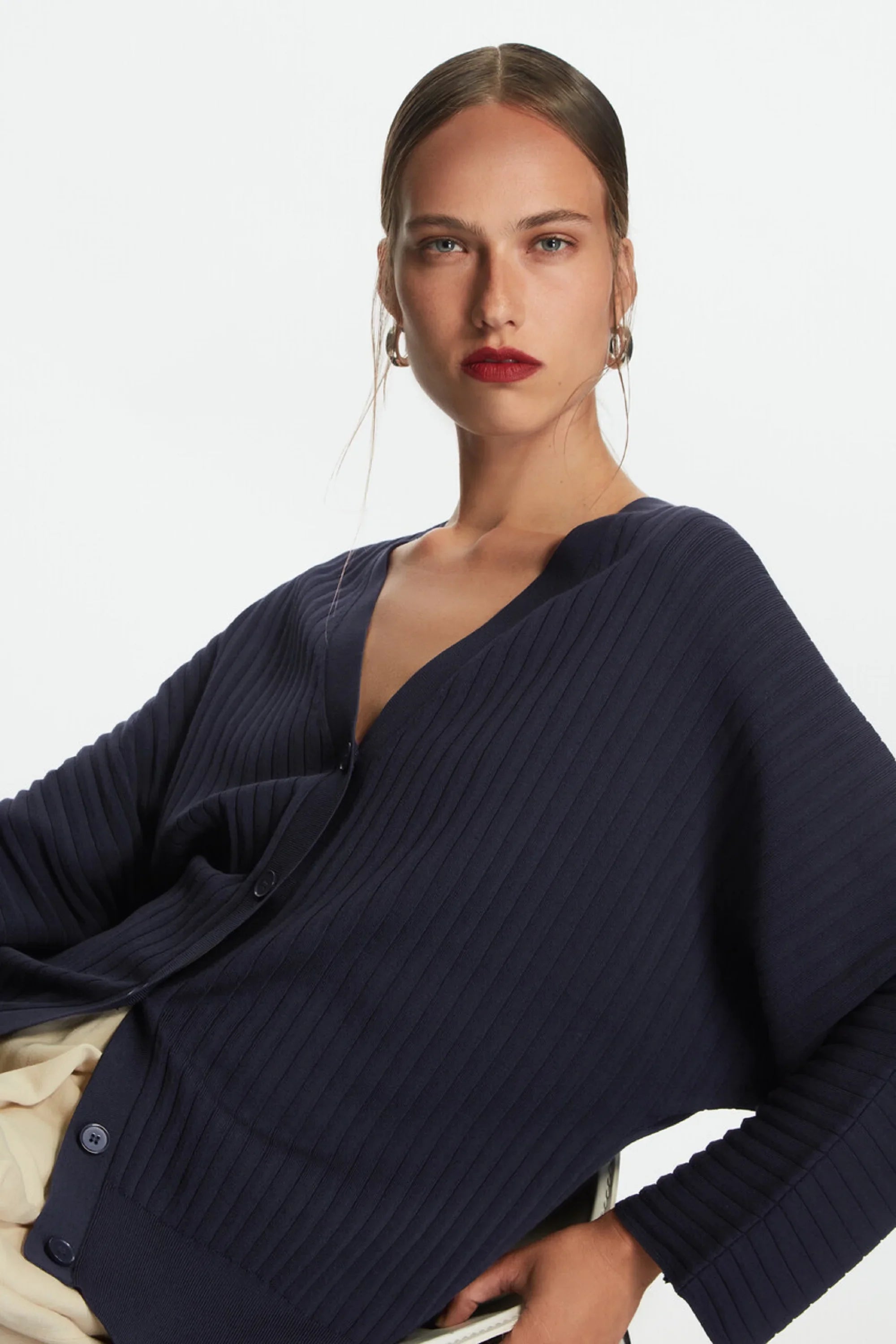 Vintage Ethereal Autumn Ribbed Long Sleeves Cardigan