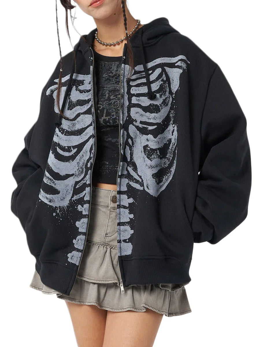 Cool Gothic Skull Print Streetwear Sweatshirt