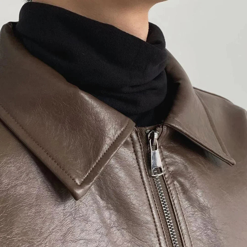 Long-lasting Retro Loose British Leather Jacket