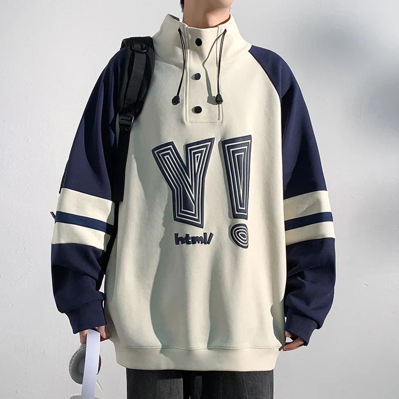 Contrast Color Patchwork Pullover Sweatshirt