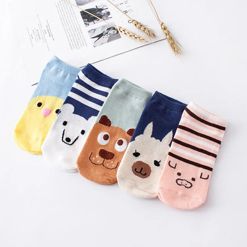 Cute Animal Print Womens Ankle School Socks