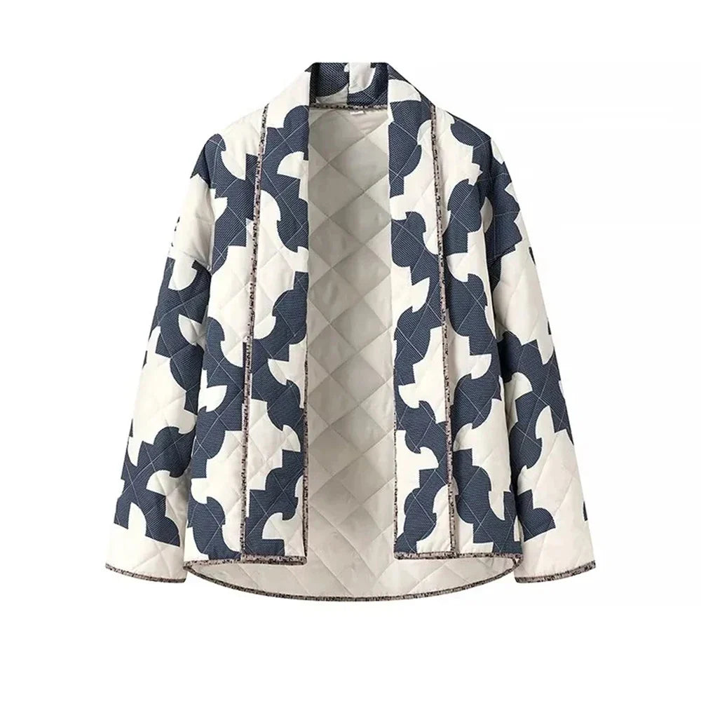Veste à revers ample et durable à blocs de couleurs chics