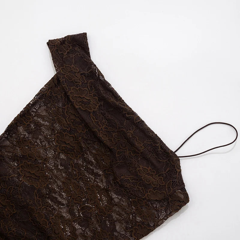 Lace One Shoulder Bodice Maxi Dress
