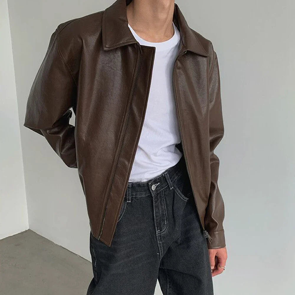 Long-lasting Retro Loose British Leather Jacket