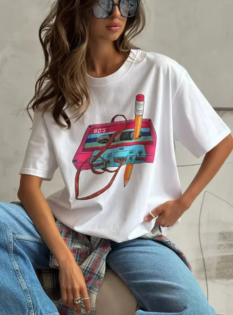 Vintage Hip Hop Printed Cotton T-Shirt