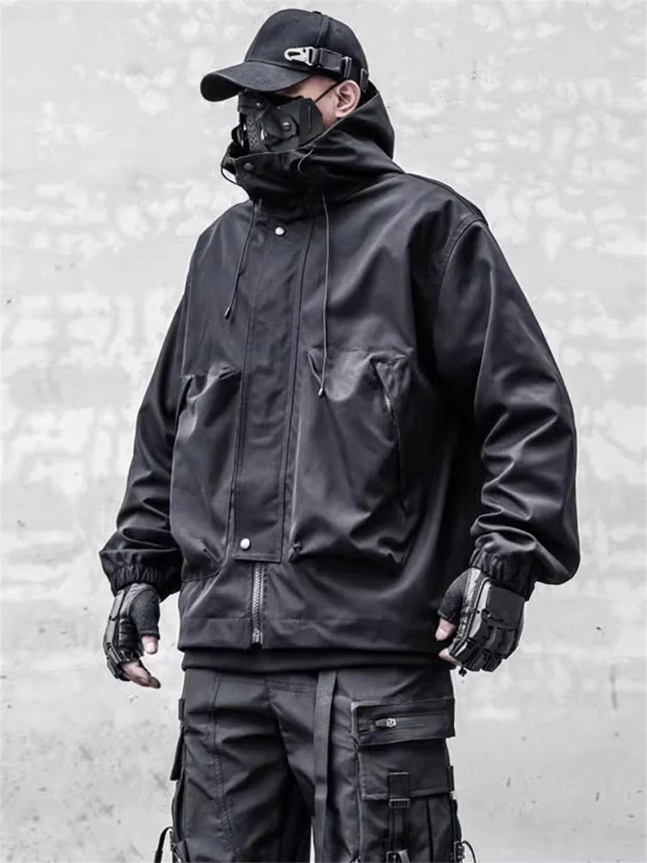 Windbreaker Oversize Tactical Cargo Hooded Jacket