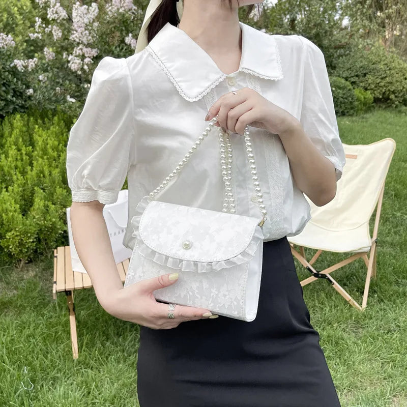 Coquette Pearl Chain Shoulder Bag