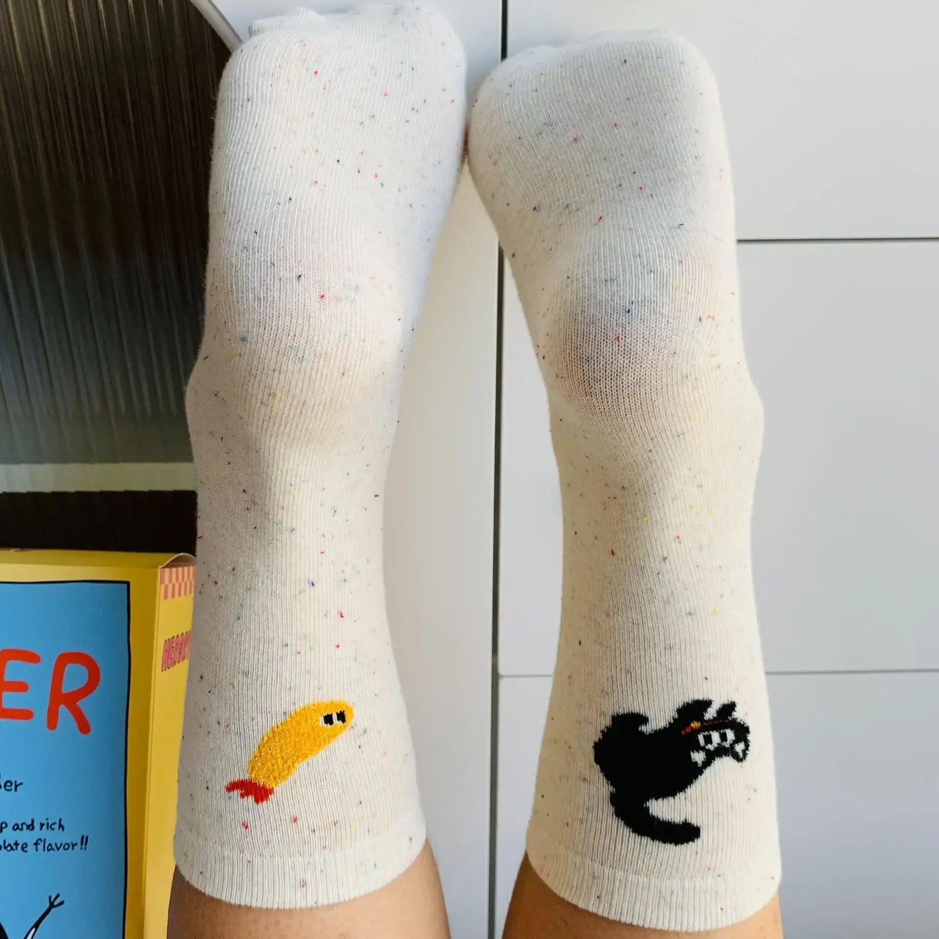 School Socks Thermal Cute Cartoon Cat Fish