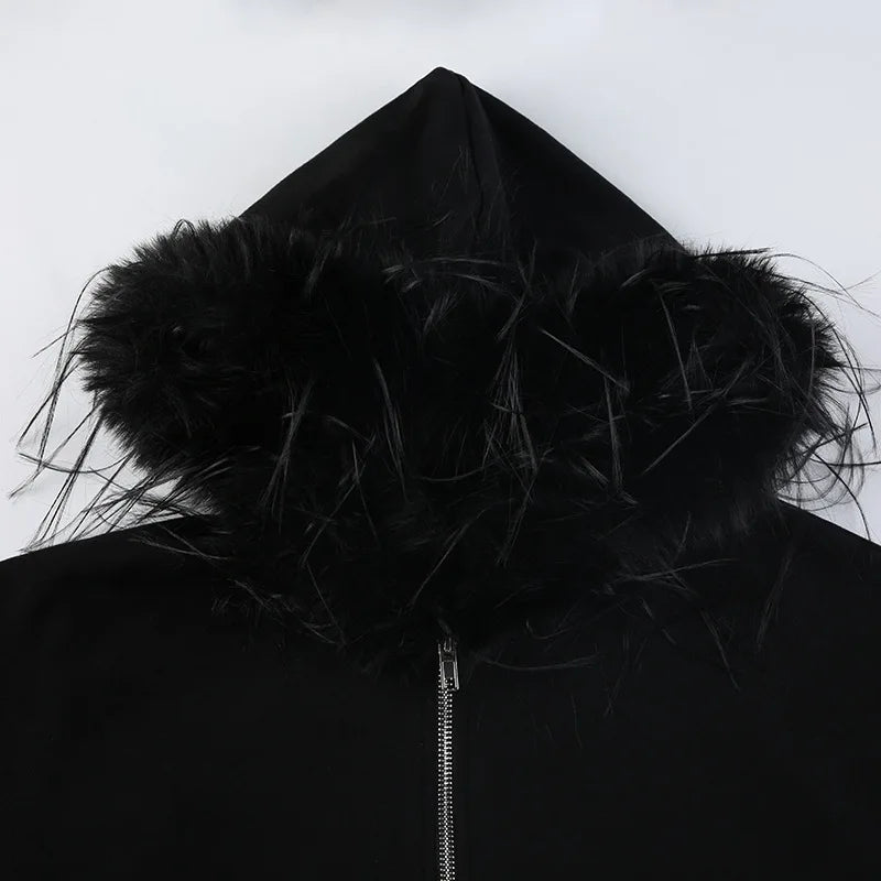 Veste arctique à capuche en fourrure Y2K