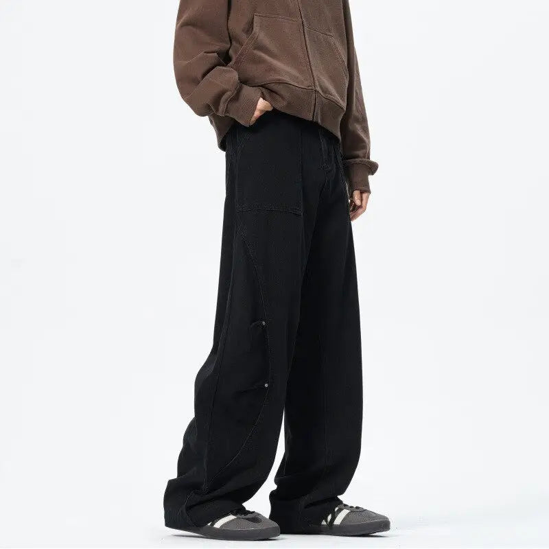 Personality Patchwork Baggy Straight Jeans