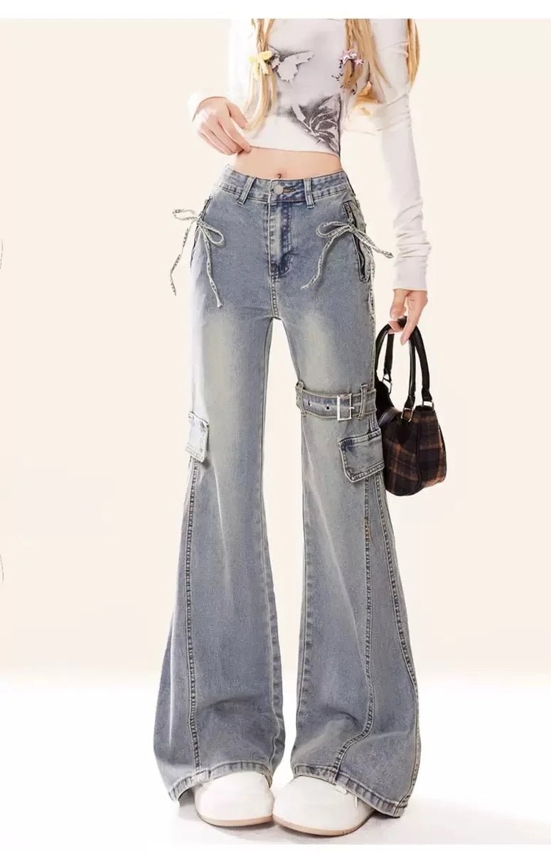 Women’s Bow Patchwork Baggy Jeans