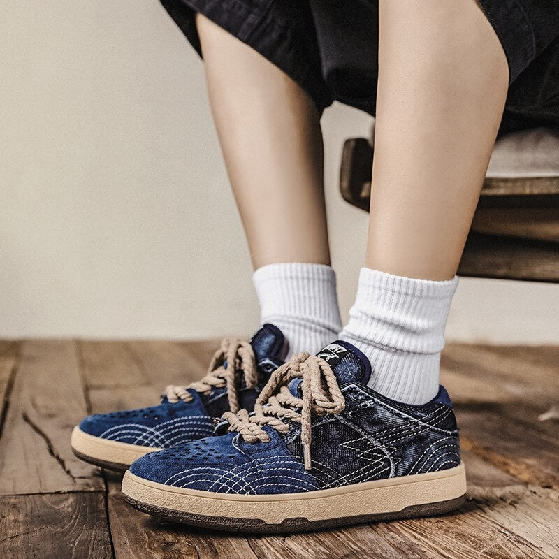 Baskets décontractées en toile et denim