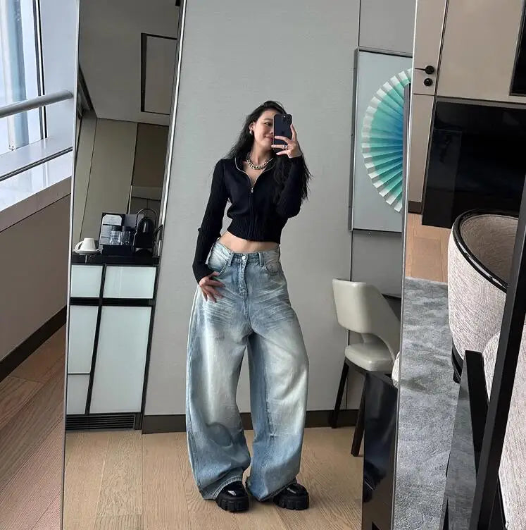 Vintage High Waist Oversized Wide Jeans