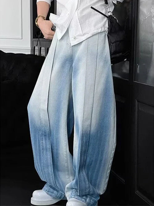 Calça Jeans Azul Lavada em Patchwork Degradê - Azul / S