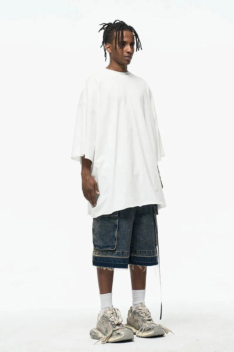 Jorts amples délavés à poches zippées