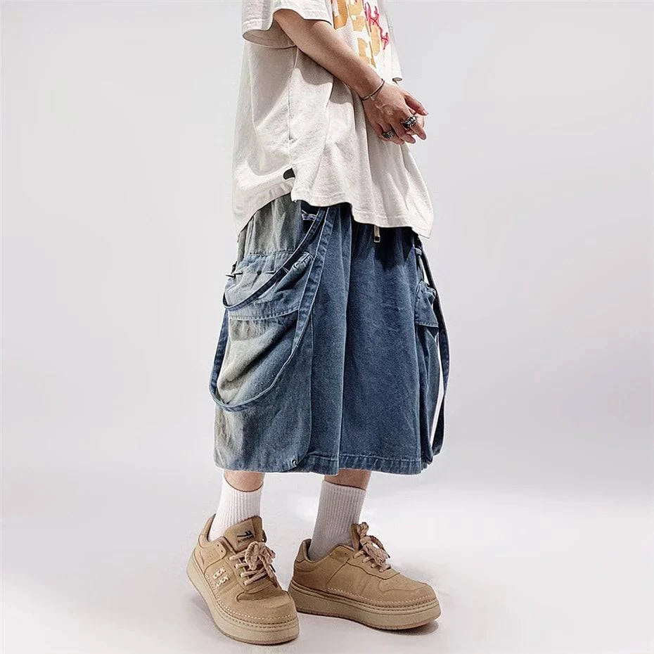 Vintage Denim Hip Hop Rivet Jorts