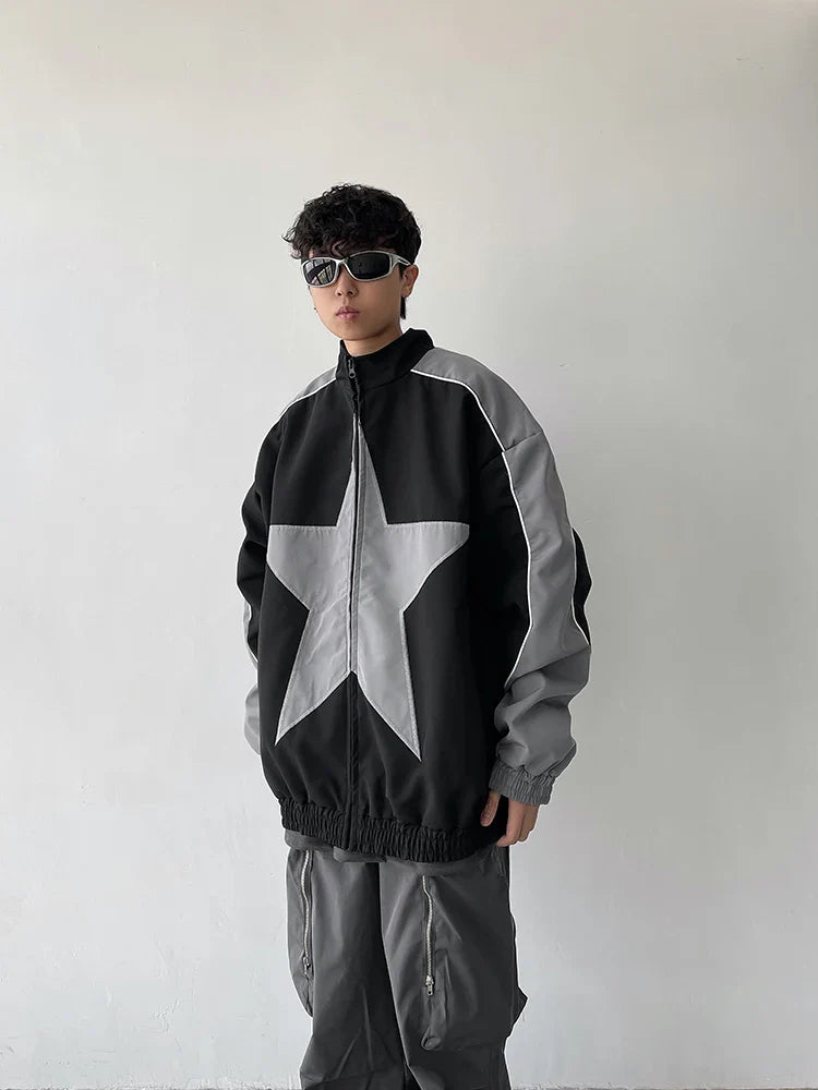 Retro Patchwork Star Varsity Jacket
