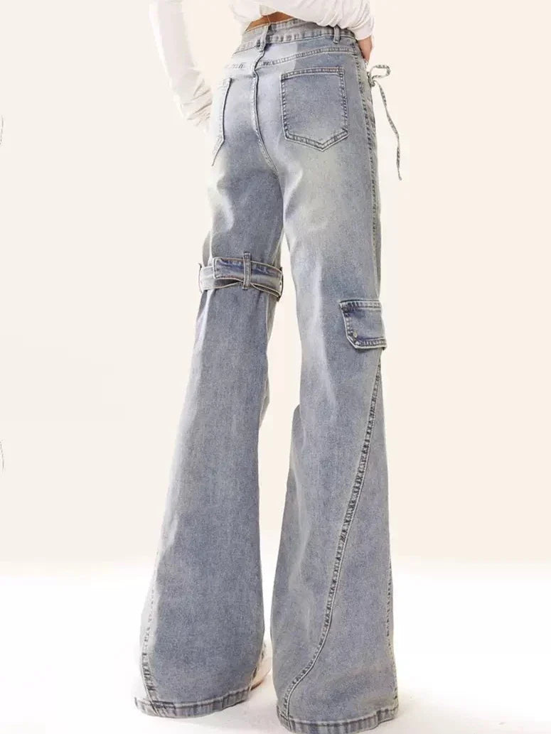 Women’s Bow Patchwork Baggy Jeans