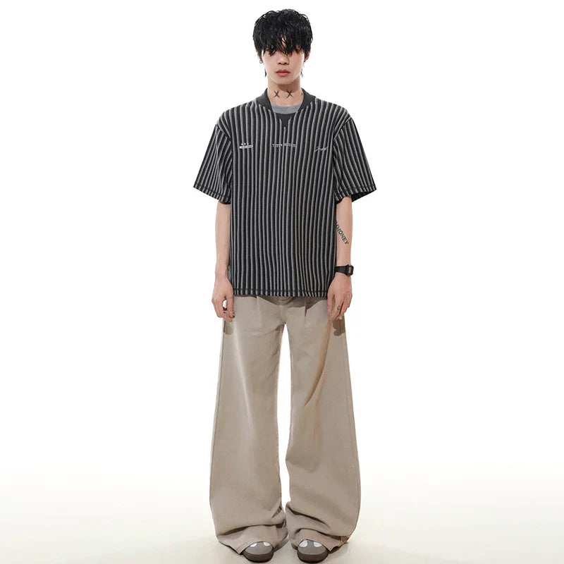 All-Day Warmth Stripe Printed Short Sleeve T-Shirt
