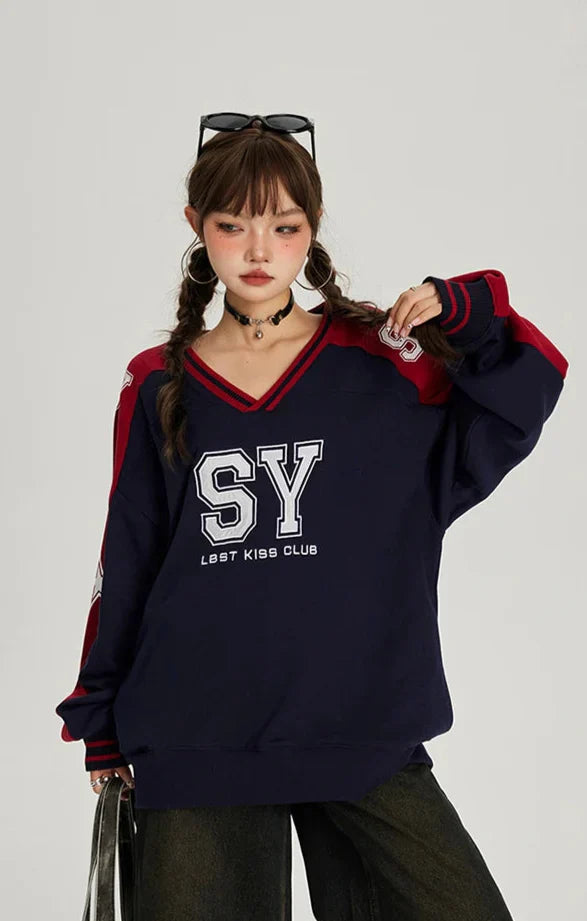 Vintage Cozy American Letter Print Sweatshirt