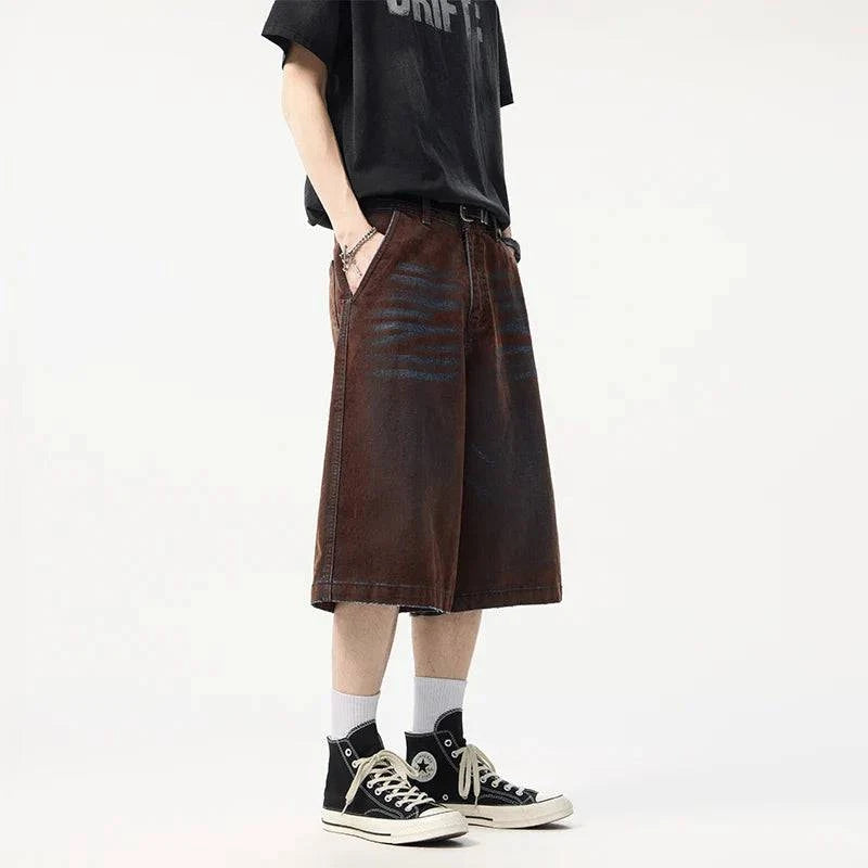 Insulated Cool Brown Washed Wide Leg Jorts