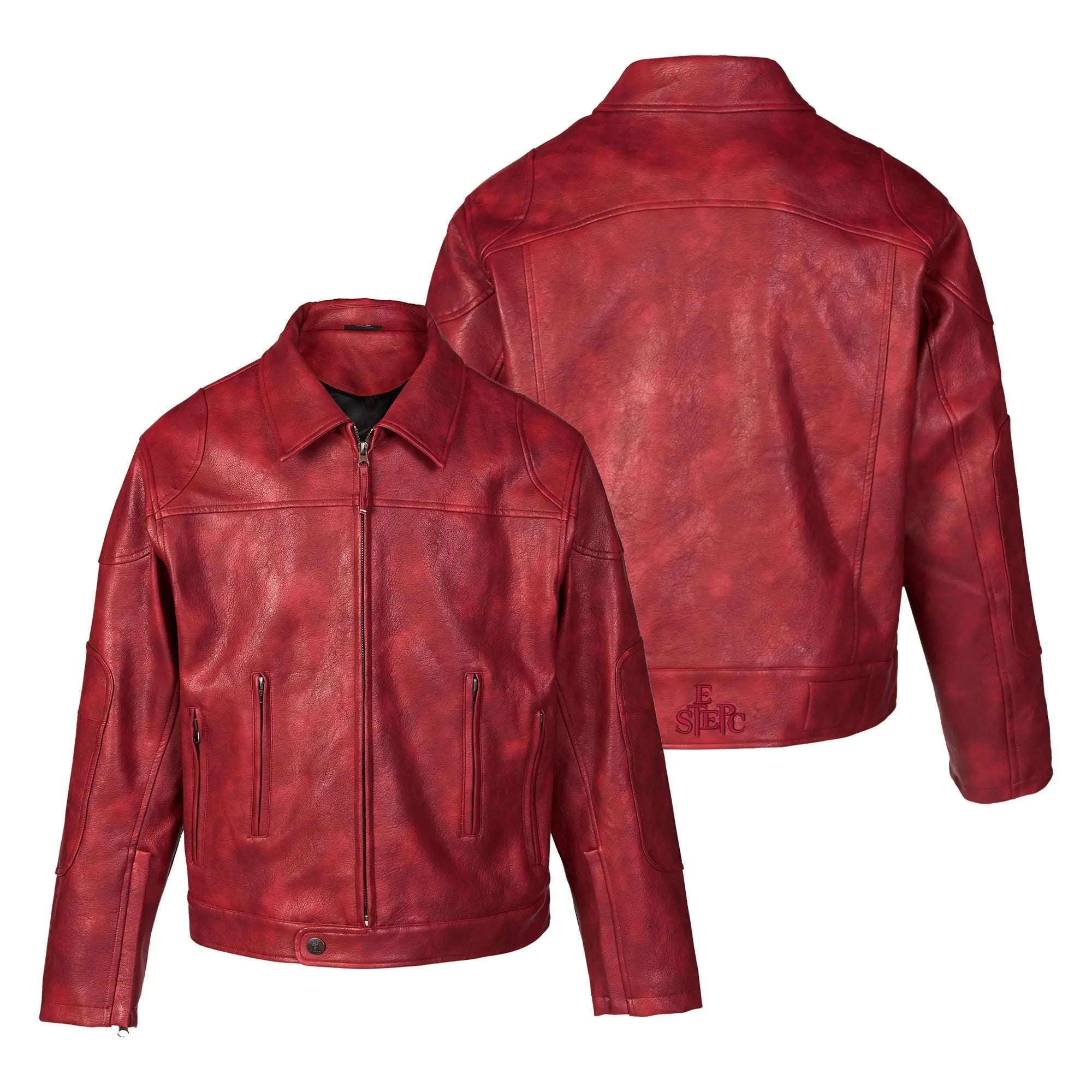 High-End Red Korean Style Hip Hop Leather Jacket
