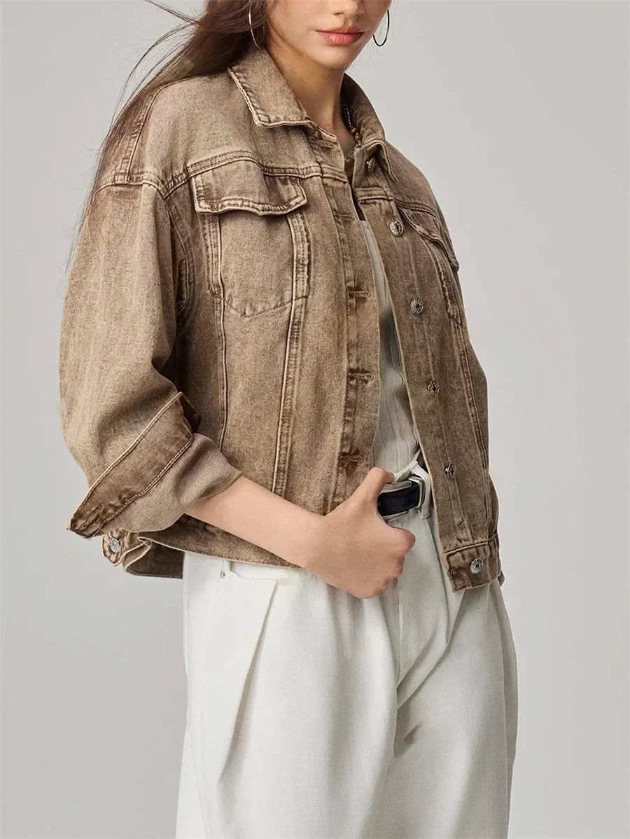 Women Signature Stylish Retro Denim Jacket
