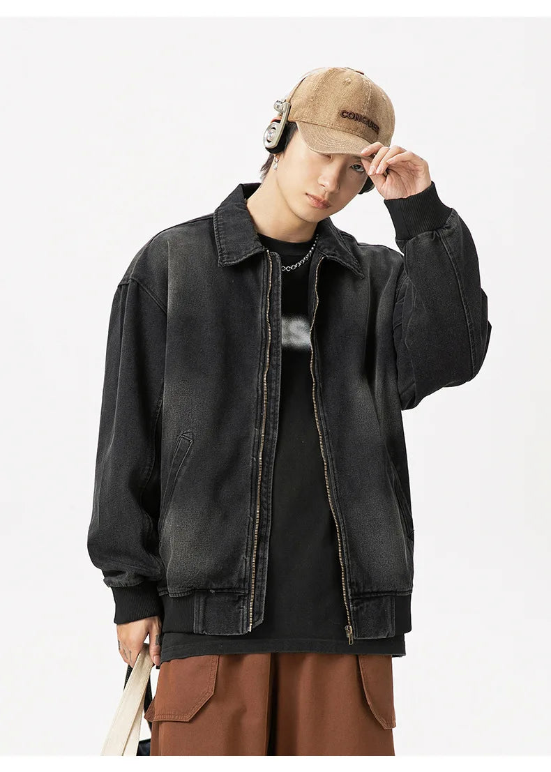 Fashionable Retro Stylish Zipper Splice Jacket